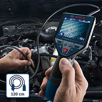 Bosch Professional 12V System Inspektionskamera GIC 120 C (Ohne Akku und Ladegerät, Kabellänge: 120 cm, Display: 3,5’’, 4x AA-Batterie, L-BOXX)