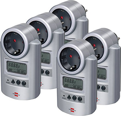 5er Pack Brennenstuhl Energiemessgerät Primera-Line PM 231 E silber, 1506600