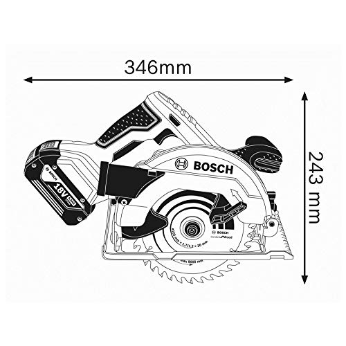 Bosch Professional 18V System Akku Kreissäge GKS 18V-57 (Sägeblatt-Ø: 165 mm, Schnitttiefe: 57 mm, ohne Akkus und Ladegerät, im Karton)