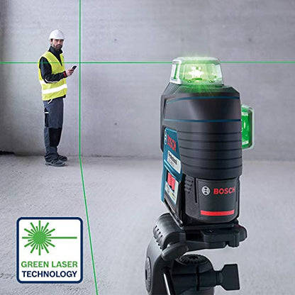 Bosch Professional 12V System Linienlaser GLL 3-80 CG (1x Akku 12V, Universalhalterung BM 1, m. App-Funktion, grüner Laser, max. Arbeitsbereich: 30 m, Tasche, in L-BOXX)