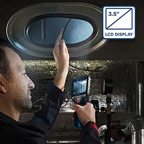 Bosch Professional 12V System Inspektionskamera GIC 120 C (Ohne Akku und Ladegerät, Kabellänge: 120 cm, Display: 3,5’’, 4x AA-Batterie, L-BOXX)
