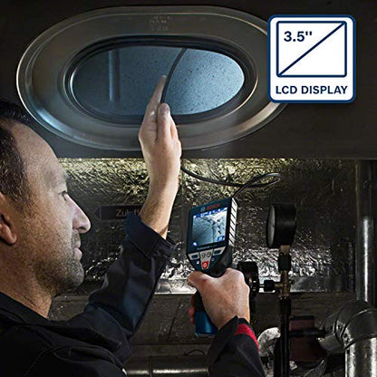 Bosch Professional 12V System Inspektionskamera GIC 120 C (Ohne Akku und Ladegerät, Kabellänge: 120 cm, Display: 3,5’’, 4x AA-Batterie, L-BOXX)