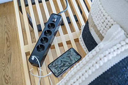 Brennenstuhl Ecolor Steckdosenleiste 4-Fach mit USB-Ladebuchse (Mehrfachsteckdose mit 2X USB Charger, Schalter und 1,5m Kabel) schwarz