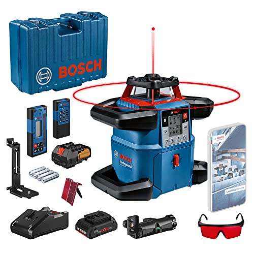 Bosch Professional 18V System Rotationslaser GRL 600 CHV (1x Akku 18 V, 4,0 Ah + ladegerät, mit App-Funktion, max. Arbeitsbereich: 600 m, in Handwerkerkoffer)