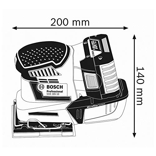 Bosch Professional 18V System Akku Schwingschleifer GSS 18V-10 (Schwingkreis-Ø: 1,6 mm, ohne Akkus und Ladegerät, im Karton)