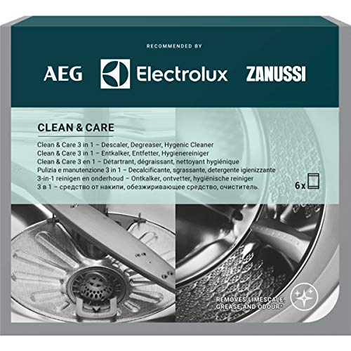 AEG M3GCP400 9029799187 Clean and Care - für Waschmaschine und Geschirrspüler (Inhalt 6 Stück) 3‑in‑1 Reinigung und Pflege Entfettungs-, Entkalkungs- und Hygienemittel