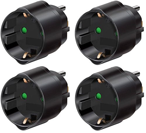 4er Set: Brennenstuhl Schutzkontakt Reiseadapter - USA/J (15A, 250V) (4er Set, Schwarz USA)