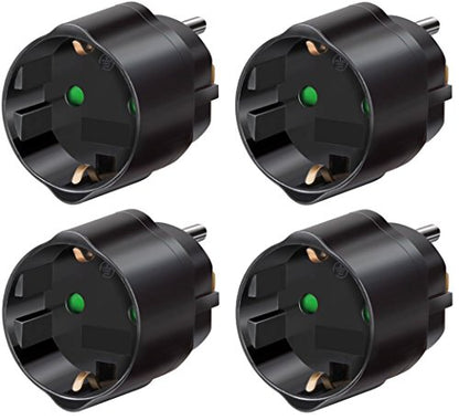 4er Set: Brennenstuhl Schutzkontakt Reiseadapter - USA/J (15A, 250V) (4er Set, Schwarz USA)
