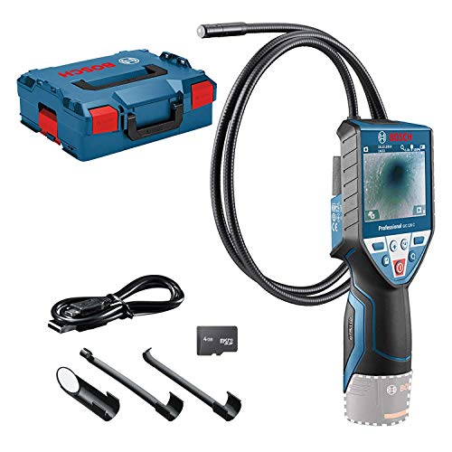 Bosch Professional 12V System Inspektionskamera GIC 120 C (Ohne Akku und Ladegerät, Kabellänge: 120 cm, Display: 3,5’’, 4x AA-Batterie, L-BOXX)