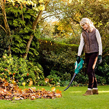 Bosch Home and Garden Akku Laubbläser ALB 18 LI (1 Akku, Max. Gebläsegeschwindigkeit 210 km/h, im Karton) Grün, Schwarz